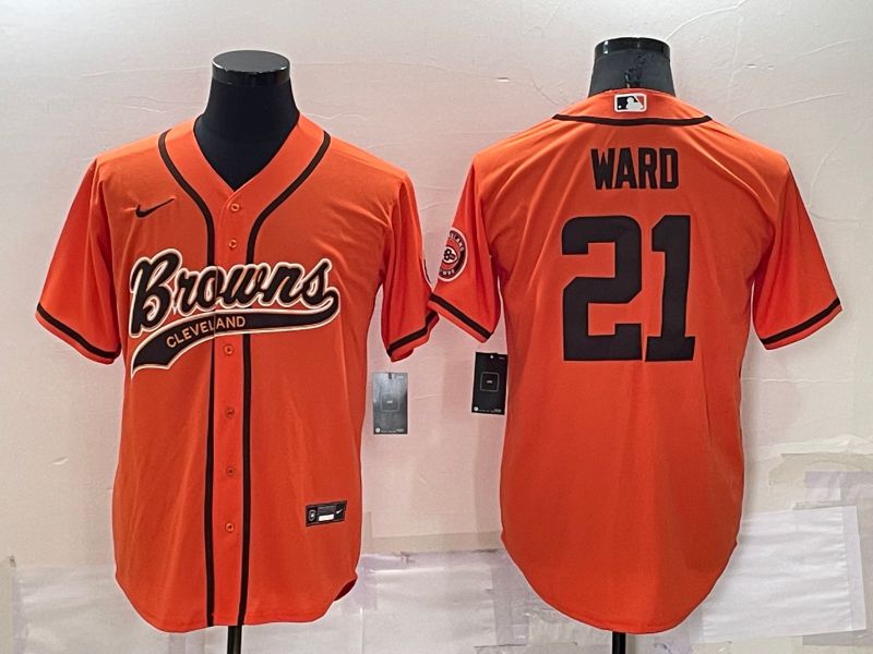 Men Cleveland Browns 21 Ward Orange Nike Co branded Jersey